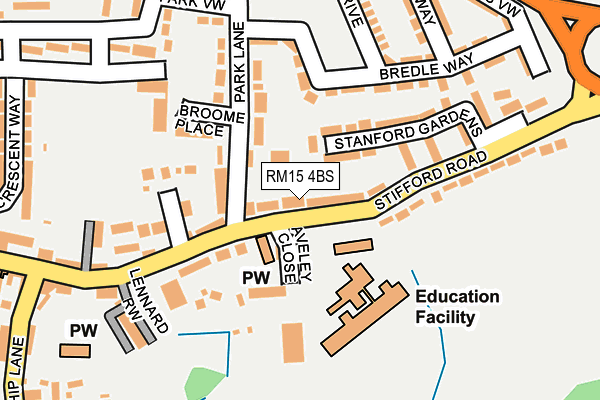 RM15 4BS map - OS OpenMap – Local (Ordnance Survey)