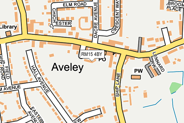 RM15 4BY map - OS OpenMap – Local (Ordnance Survey)