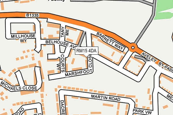 RM15 4DA map - OS OpenMap – Local (Ordnance Survey)