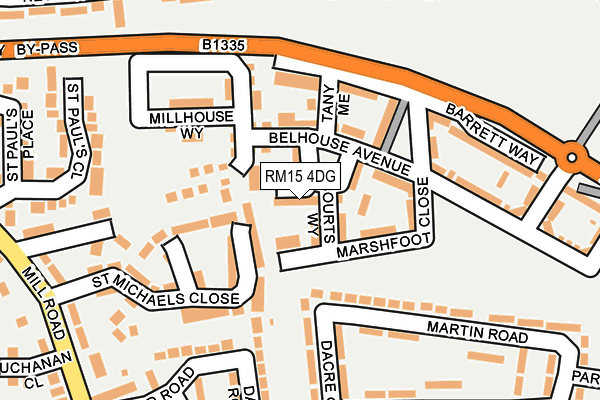 RM15 4DG map - OS OpenMap – Local (Ordnance Survey)