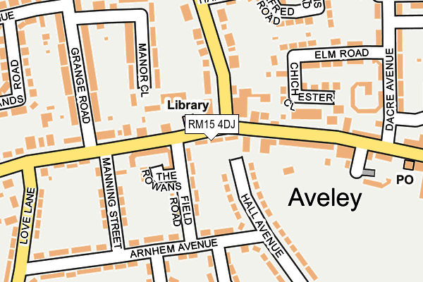 RM15 4DJ map - OS OpenMap – Local (Ordnance Survey)