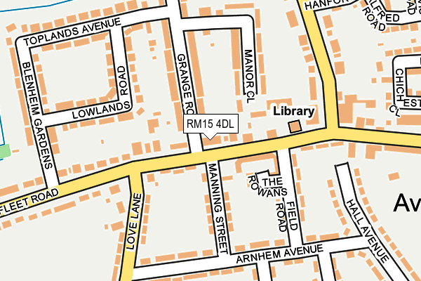 RM15 4DL map - OS OpenMap – Local (Ordnance Survey)