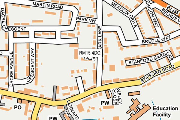 RM15 4DQ map - OS OpenMap – Local (Ordnance Survey)