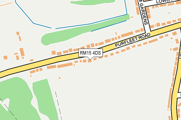 RM15 4DS map - OS OpenMap – Local (Ordnance Survey)