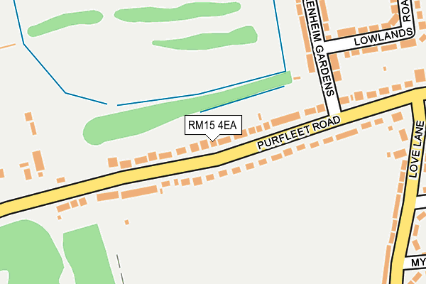 RM15 4EA map - OS OpenMap – Local (Ordnance Survey)