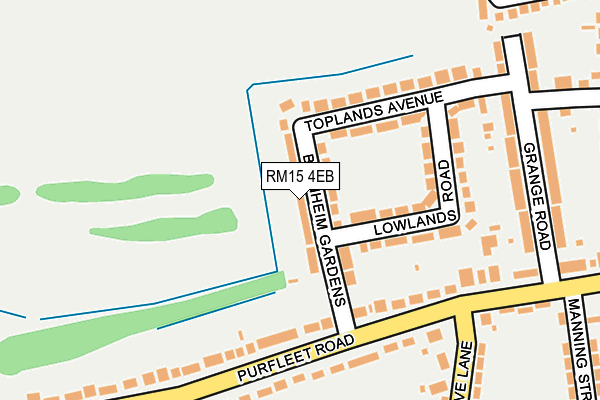 RM15 4EB map - OS OpenMap – Local (Ordnance Survey)