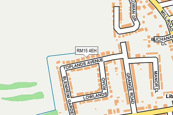 RM15 4EH map - OS OpenMap – Local (Ordnance Survey)