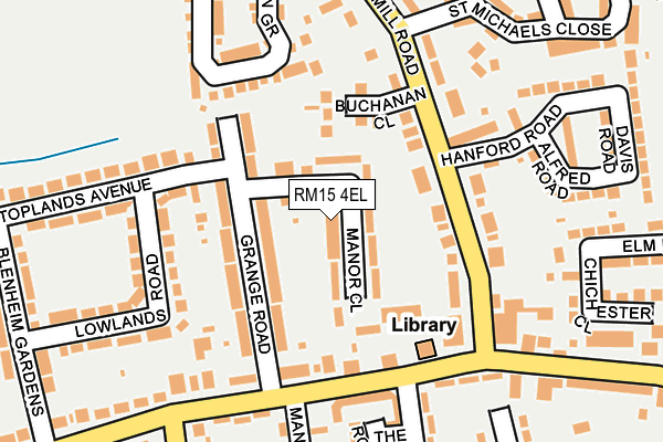 RM15 4EL map - OS OpenMap – Local (Ordnance Survey)