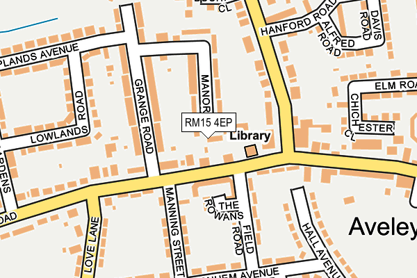 RM15 4EP map - OS OpenMap – Local (Ordnance Survey)