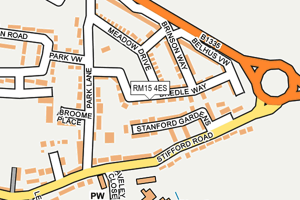 RM15 4ES map - OS OpenMap – Local (Ordnance Survey)