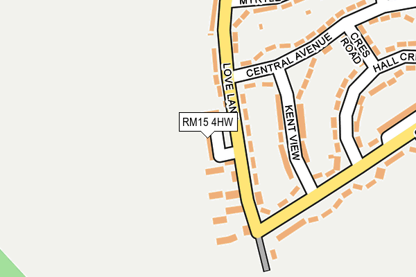 RM15 4HW map - OS OpenMap – Local (Ordnance Survey)