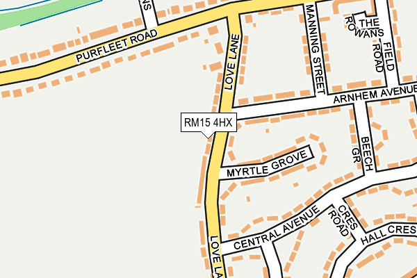 RM15 4HX map - OS OpenMap – Local (Ordnance Survey)