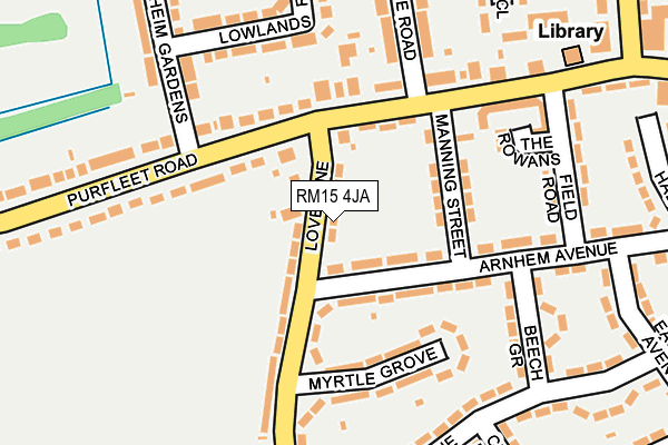 RM15 4JA map - OS OpenMap – Local (Ordnance Survey)