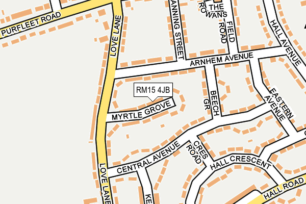 RM15 4JB map - OS OpenMap – Local (Ordnance Survey)