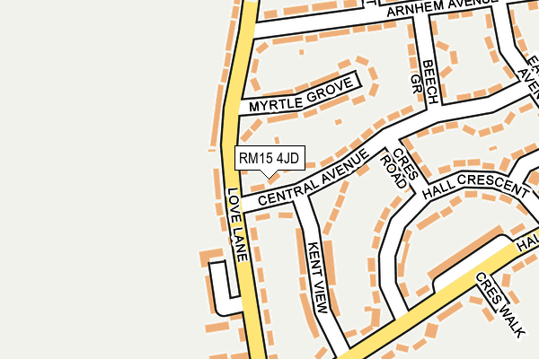 RM15 4JD map - OS OpenMap – Local (Ordnance Survey)