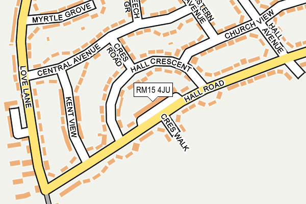 RM15 4JU map - OS OpenMap – Local (Ordnance Survey)