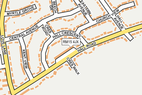 RM15 4JX map - OS OpenMap – Local (Ordnance Survey)