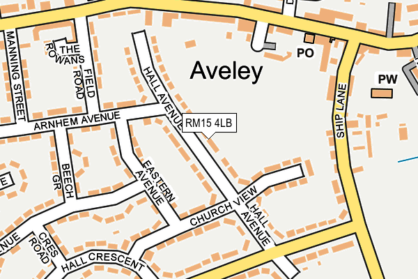 RM15 4LB map - OS OpenMap – Local (Ordnance Survey)