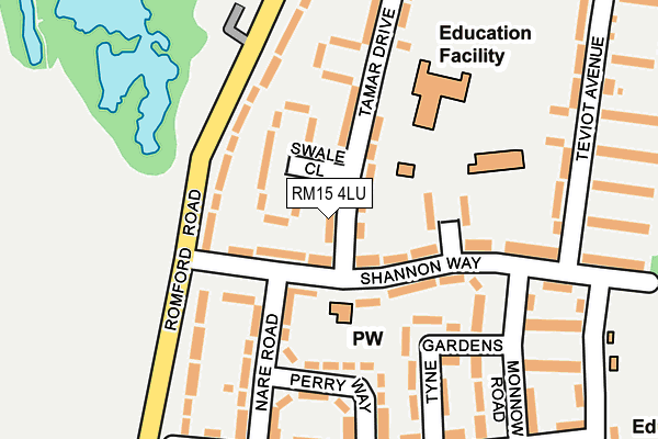 RM15 4LU map - OS OpenMap – Local (Ordnance Survey)