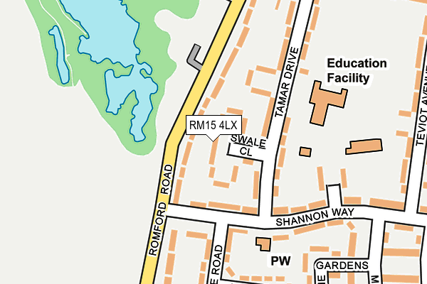 RM15 4LX map - OS OpenMap – Local (Ordnance Survey)