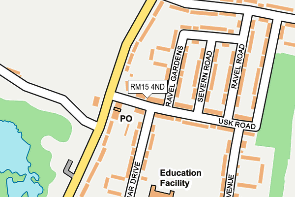 RM15 4ND map - OS OpenMap – Local (Ordnance Survey)