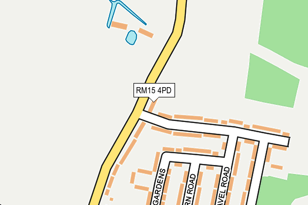 RM15 4PD map - OS OpenMap – Local (Ordnance Survey)