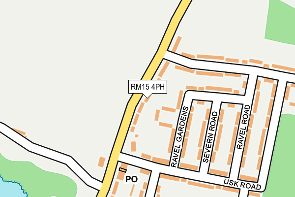 RM15 4PH map - OS OpenMap – Local (Ordnance Survey)