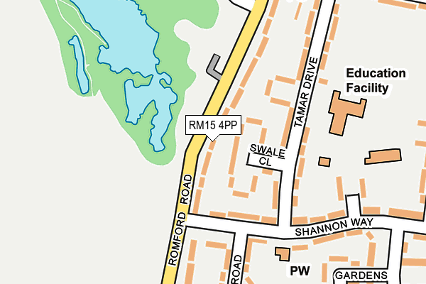 RM15 4PP map - OS OpenMap – Local (Ordnance Survey)