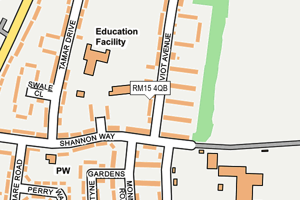 RM15 4QB map - OS OpenMap – Local (Ordnance Survey)