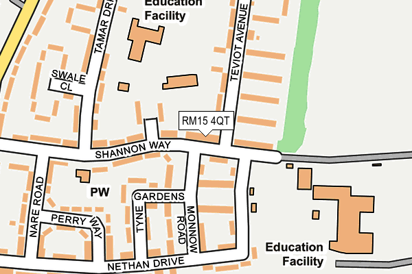 RM15 4QT map - OS OpenMap – Local (Ordnance Survey)