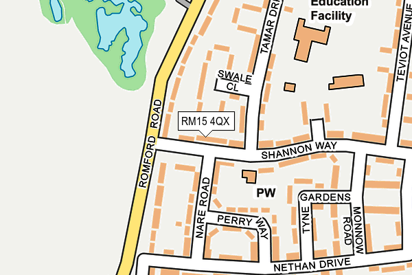 RM15 4QX map - OS OpenMap – Local (Ordnance Survey)