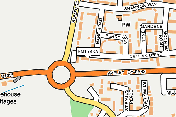 RM15 4RA map - OS OpenMap – Local (Ordnance Survey)