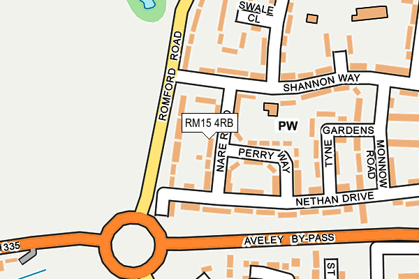RM15 4RB map - OS OpenMap – Local (Ordnance Survey)
