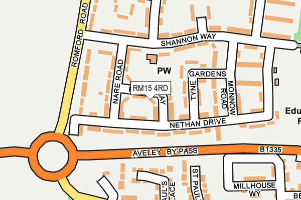 RM15 4RD map - OS OpenMap – Local (Ordnance Survey)