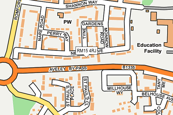 RM15 4RJ map - OS OpenMap – Local (Ordnance Survey)
