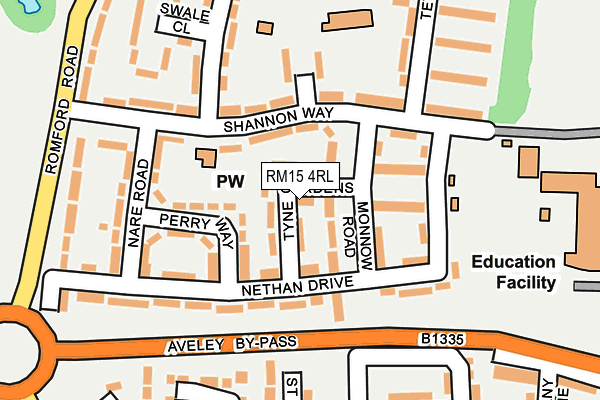 RM15 4RL map - OS OpenMap – Local (Ordnance Survey)