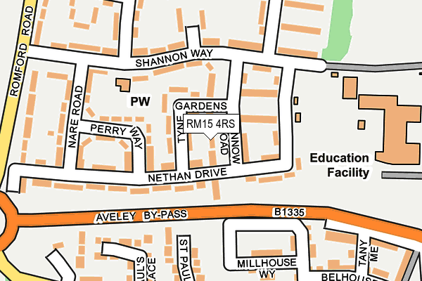 RM15 4RS map - OS OpenMap – Local (Ordnance Survey)