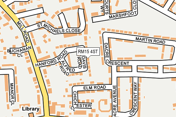 RM15 4ST map - OS OpenMap – Local (Ordnance Survey)