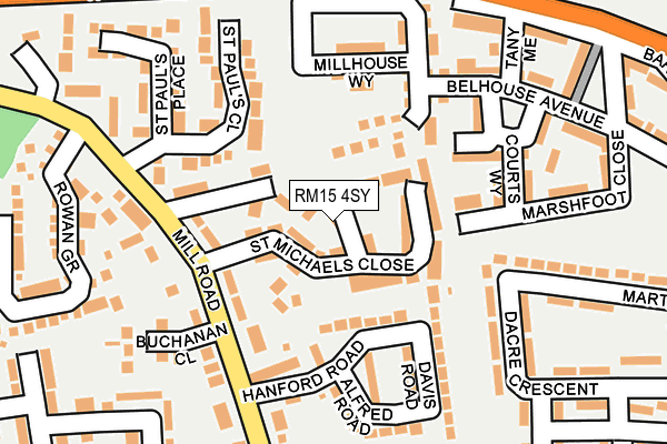 RM15 4SY map - OS OpenMap – Local (Ordnance Survey)