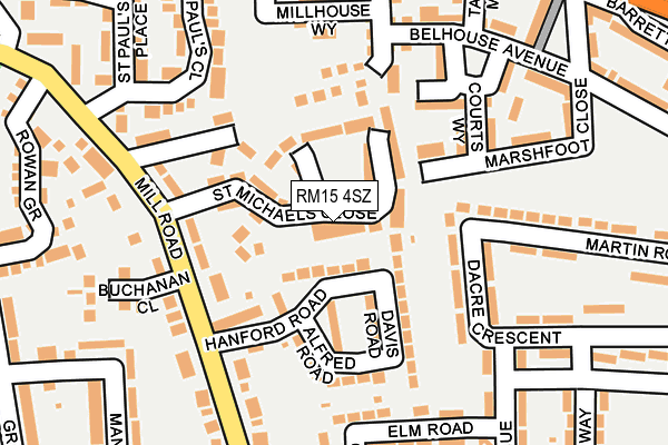 RM15 4SZ map - OS OpenMap – Local (Ordnance Survey)