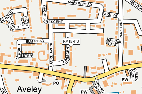 RM15 4TJ map - OS OpenMap – Local (Ordnance Survey)