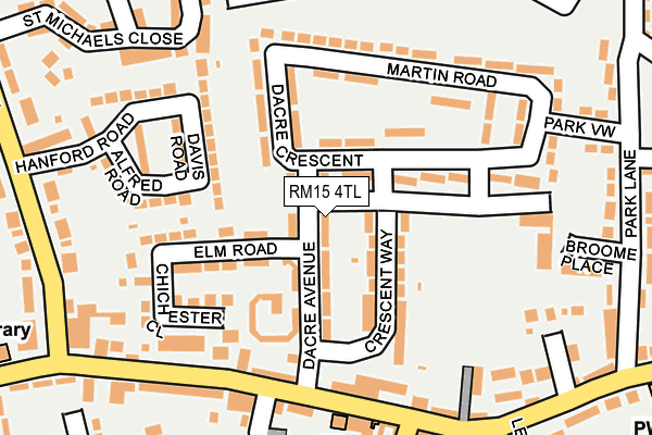 RM15 4TL map - OS OpenMap – Local (Ordnance Survey)