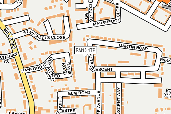 RM15 4TP map - OS OpenMap – Local (Ordnance Survey)