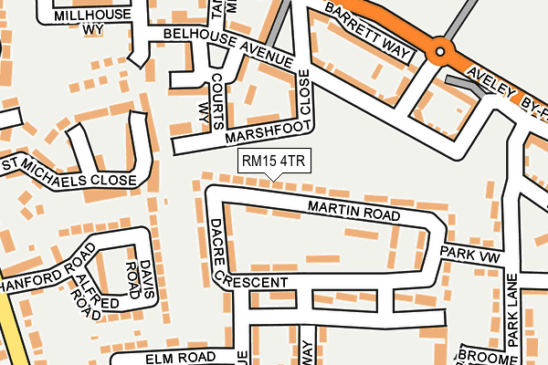 RM15 4TR map - OS OpenMap – Local (Ordnance Survey)