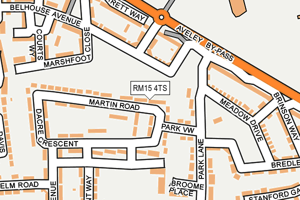 RM15 4TS map - OS OpenMap – Local (Ordnance Survey)