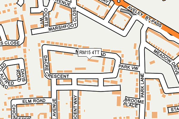 RM15 4TT map - OS OpenMap – Local (Ordnance Survey)