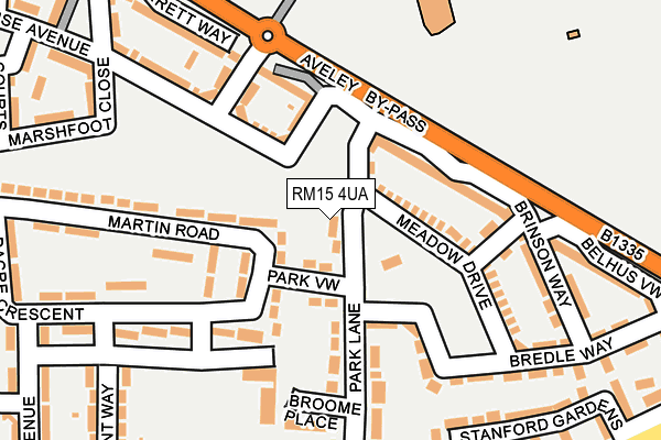 RM15 4UA map - OS OpenMap – Local (Ordnance Survey)