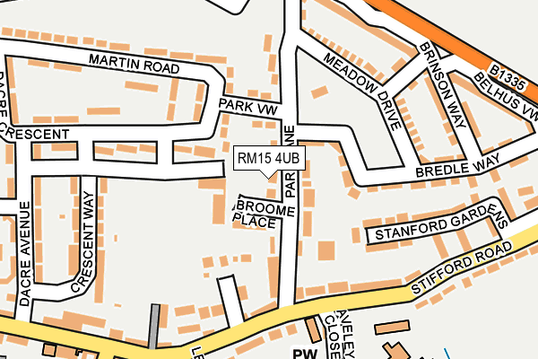 RM15 4UB map - OS OpenMap – Local (Ordnance Survey)