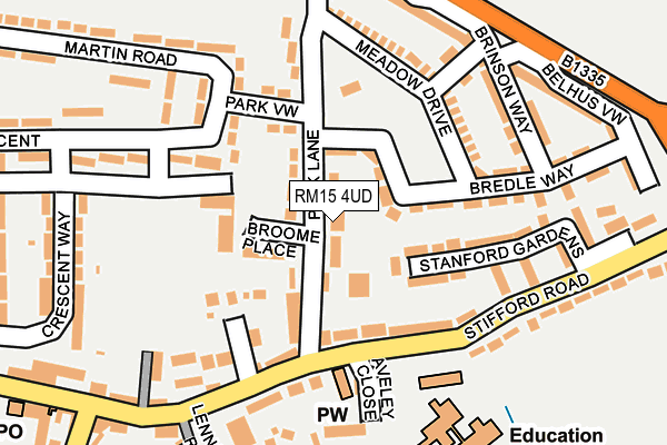 RM15 4UD map - OS OpenMap – Local (Ordnance Survey)