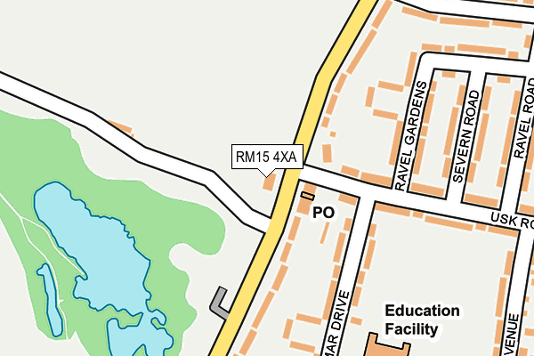 RM15 4XA map - OS OpenMap – Local (Ordnance Survey)